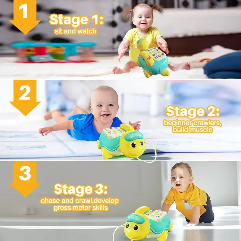 Tortuga Musical, juguetes para gatear para bebés, juguete interactivo para teléfono con luces musicales de Piano, juguetes educativos de Aprendizaje Temprano para niños pequeños - imagen 5