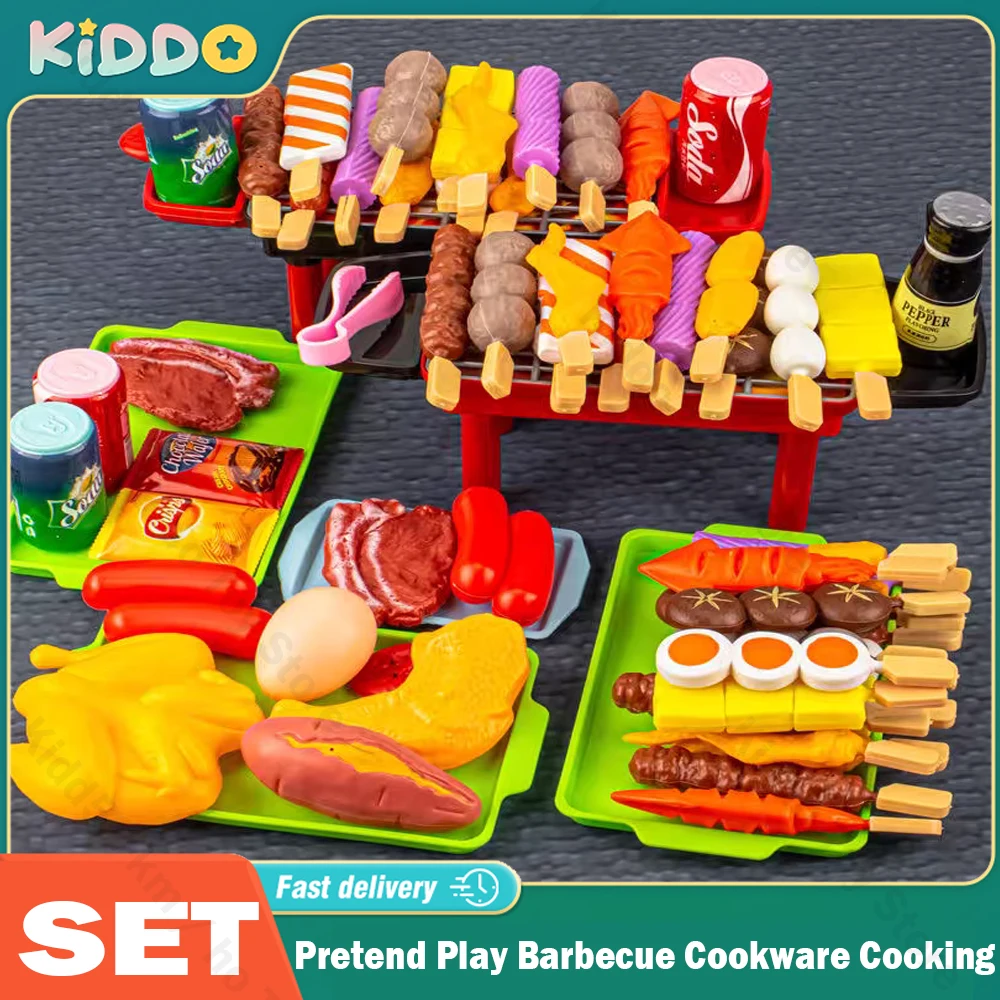 Juego de simulación de cocina para niños, juguetes de simulación para barbacoa, utensilios de cocina, juego de rol de comida, juguetes educativos de regalo para niños, regalos para bebés