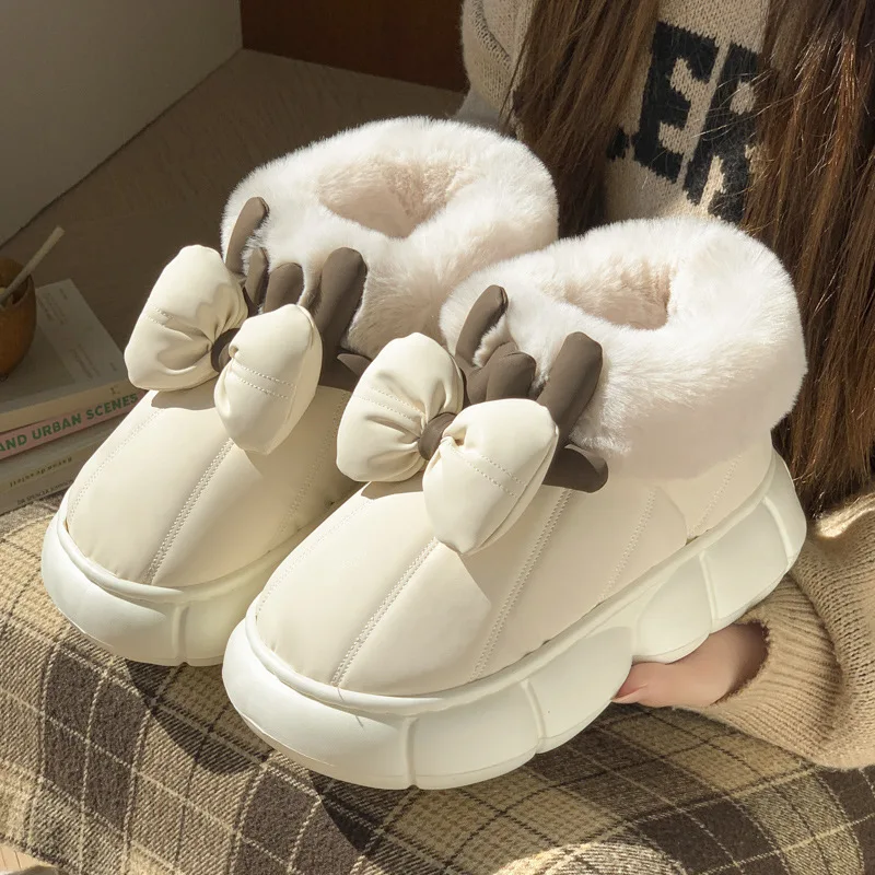 Botas plataforma invernales para niñas cálidas con lazo y suela