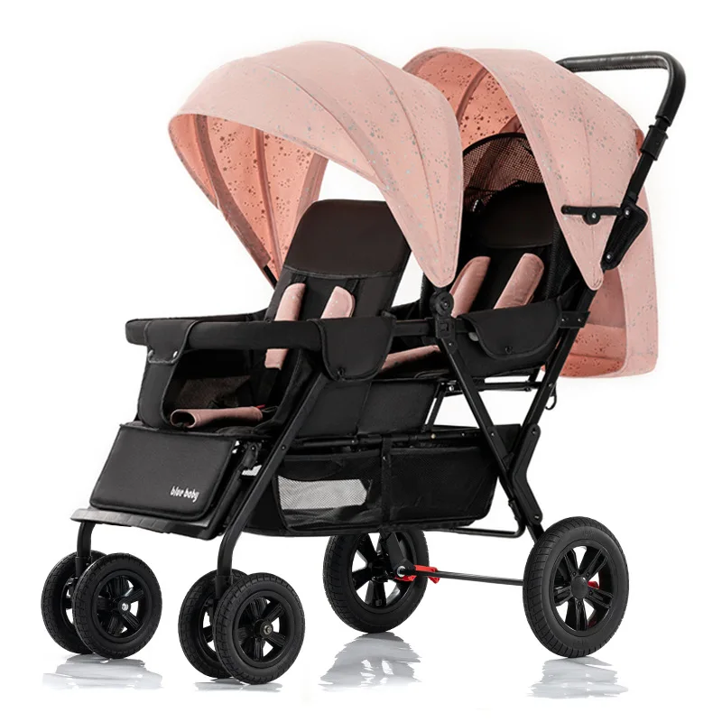 Cochecito doble asiento delantero y trasero Cochecito reclinable plegable ligero de doble asiento - imagen 4