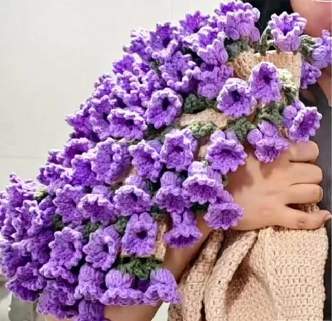    Mantas de ramo de rosas DIY, paquetes de Material DIY tejidos a mano, manta de ramo de lirio del valle, mantas de flores de ganchillo