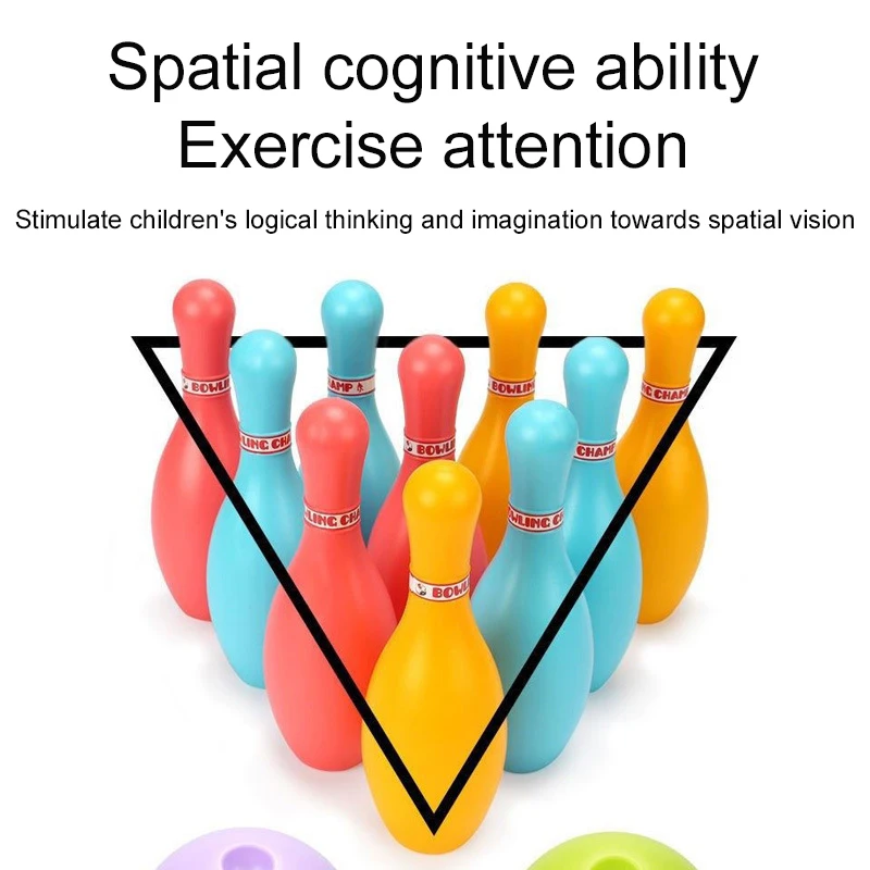 1/2 Juego de Mini Bola de bolos de plástico, 10 pines, 2 bolas, accesorios para deportes de interior y entretenimiento, juegos interactivos para fiestas y festivales TMZ - imagen 5