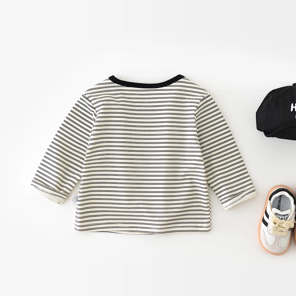 MILANCEL, nueva camiseta interior de primavera para bebés de 0 a 3T, camisa de fondo a rayas para niños pequeños, Tops de estilo fino para niñas pequeñas - imagen 2