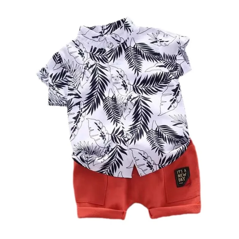 Nueva ropa de verano para bebés, traje para niños, camisa a la moda, pantalones cortos, 2 unids/set, disfraz informal para niños pequeños, trajes infantiles, chándales para niños