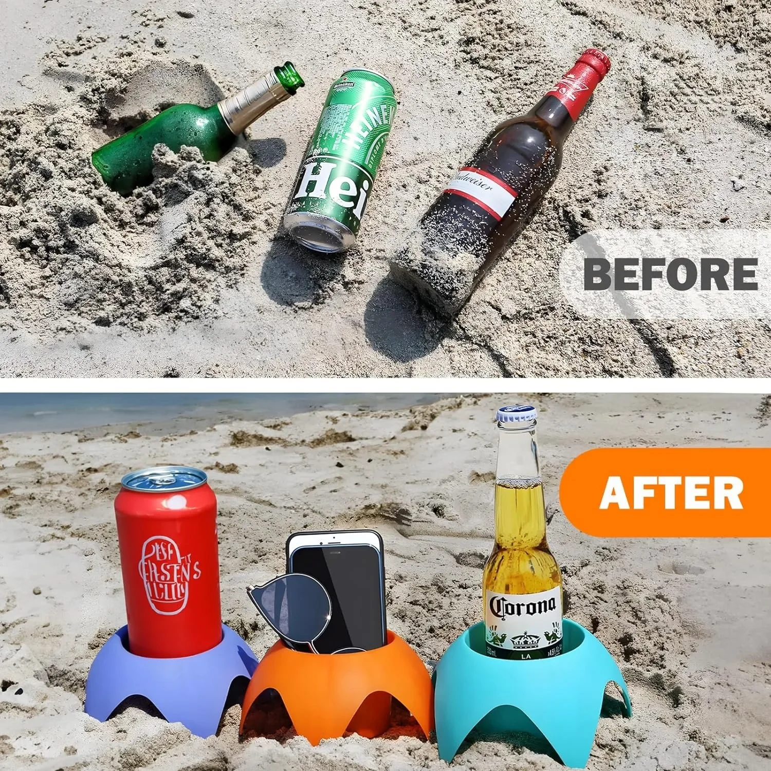 Posavasos de arena para playa, accesorios esenciales para vacaciones, portavasos para bebidas, familia y amigos - imagen 2