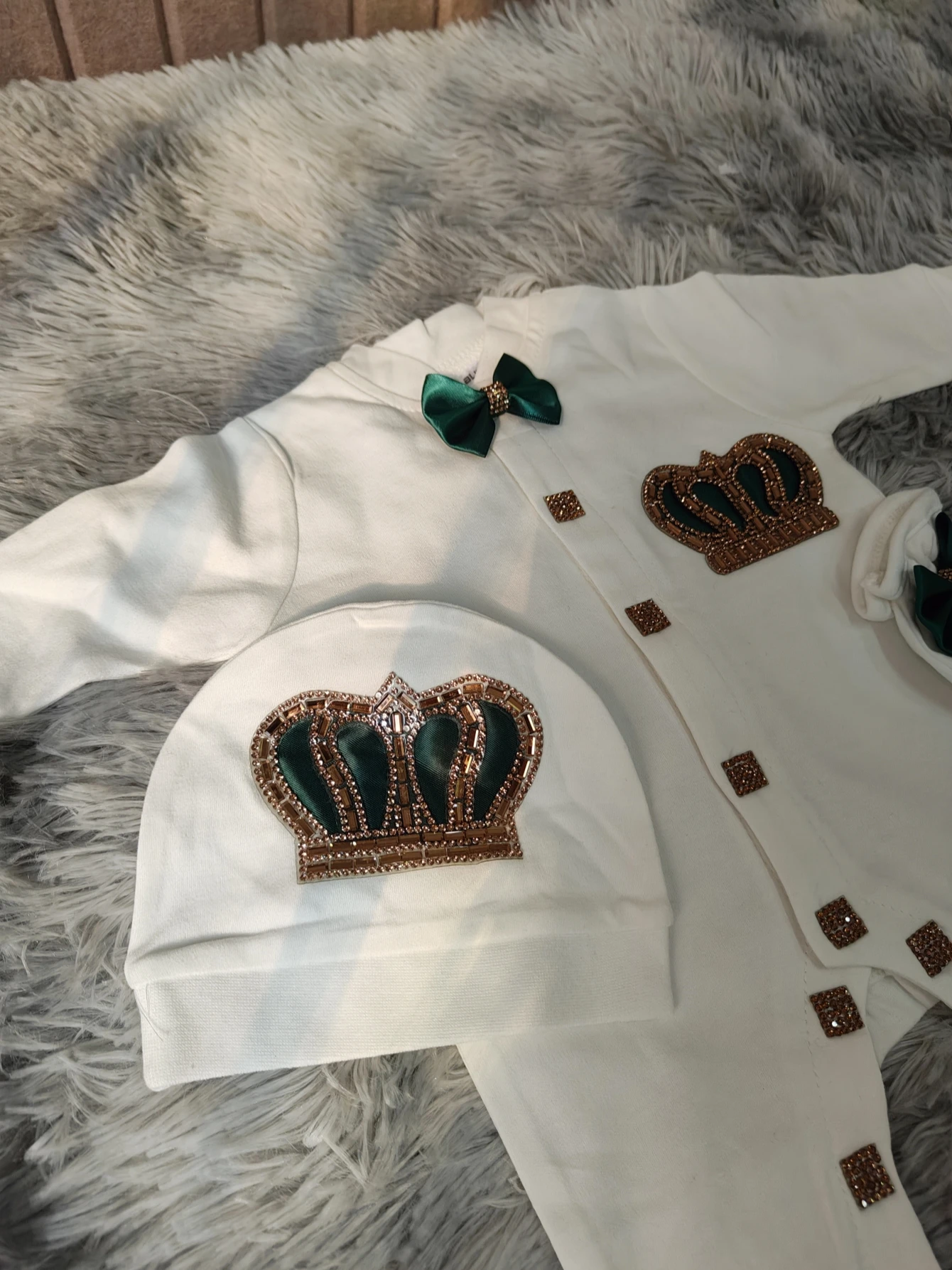 Dollbling corona nacarada Esmeralda Boho guardería cumpleaños niña malva rosa polvoriento traje encaje francés mono pastel Smash camisa conjunto - imagen 2