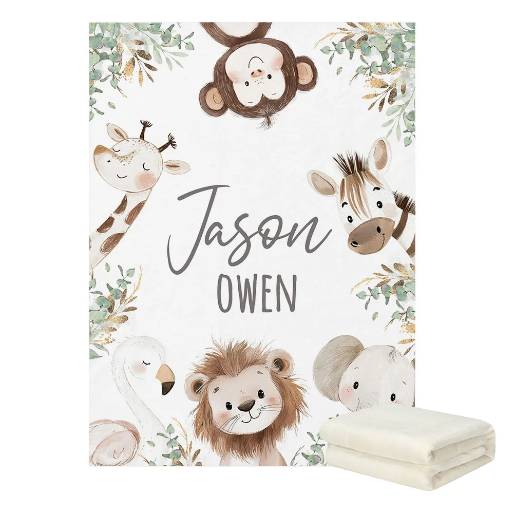 LVYZIHO Juego de ropa cuna bebé, safari acuarela personalizado - imagen 3