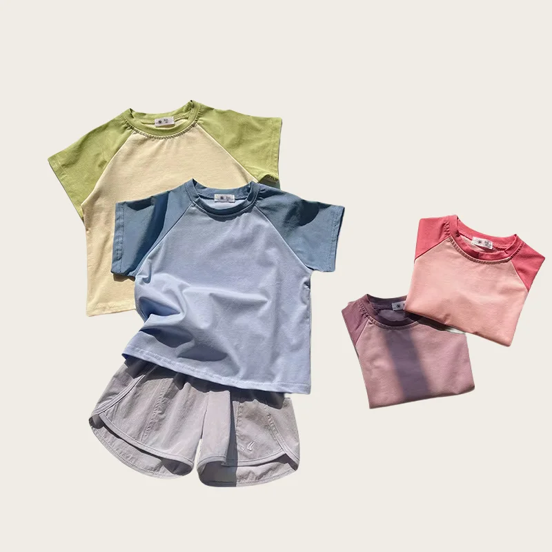 Camisetas de manga corta para niños y niñas, ropa informal de verano con retazos de algodón para niños
