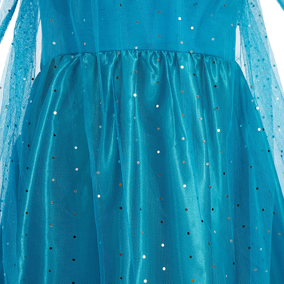 Vestido de Elsa de Halloween para niñas, disfraz de princesa de fiesta para niños, disfraz con capa larga, ropa de Carnaval de reina de la nieve - imagen 5