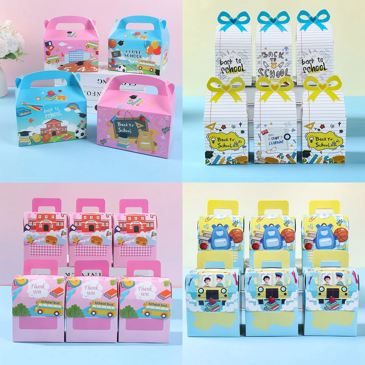Bolsa Escolar bonita de gran capacidad para niños, caja de dulces para el Día de los niños, embalaje de regalo para niños, decoración de fiesta de cumpleaños y Baby Shower, 4/6 piezas