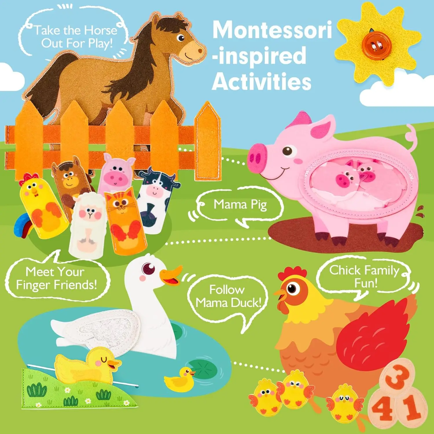 Libro ocupado de granja para niños pequeños, niños y niñas, juguetes educativos, libro de actividades silencioso, juguetes de viaje Montessori para niños pequeños, regalos de cumpleaños - imagen 4