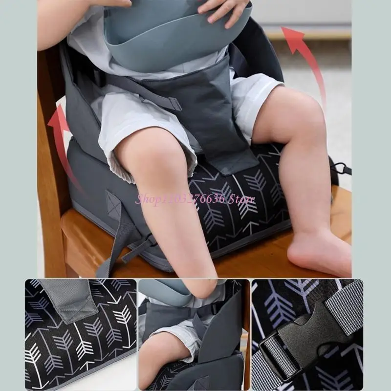 R6FD asientos elevadores plegables para niños pequeños, cojín para silla bebé para comedor, cinturón ajustable, para - imagen 4