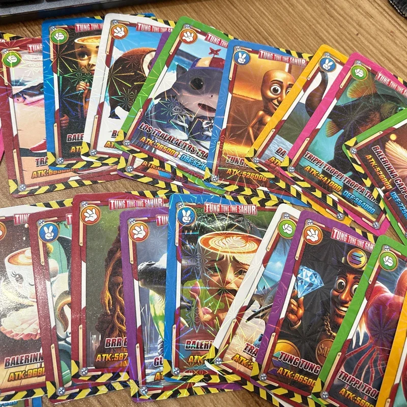 24 Uds. Tarjetas italianas Brainrot Tralalero Tralala Tungtungsahur, juego láser, tarjeta de colección, juguetes clásicos, regalos de Navidad y Halloween - imagen 2