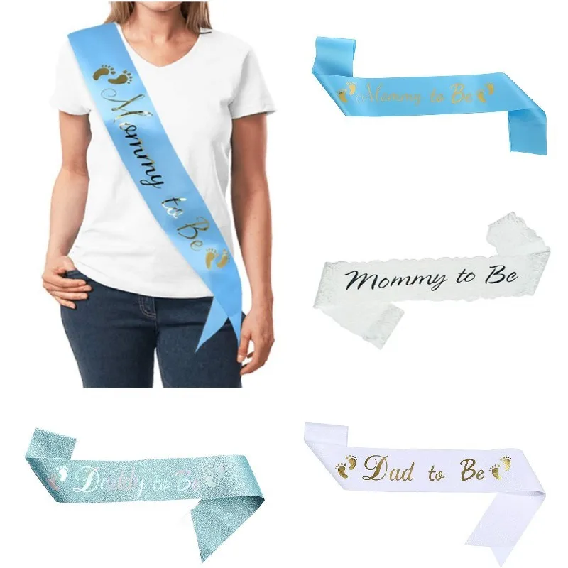 Mamá para ser papá para ser faja de hombro género revelar decoraciones para fiestas Baby Shower suministros para fiestas accesorios de fotografía para embarazadas