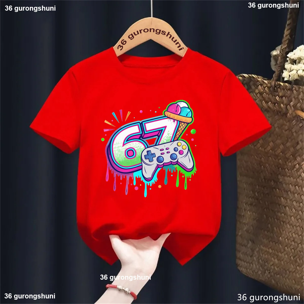 Six Seven 67 Meme Camiseta infantil estampado juego de helado - imagen 3