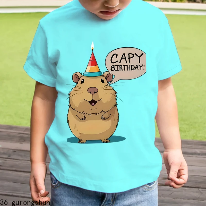 Camiseta capibara cumpleaños para niño – Diseño colorido - imagen 3