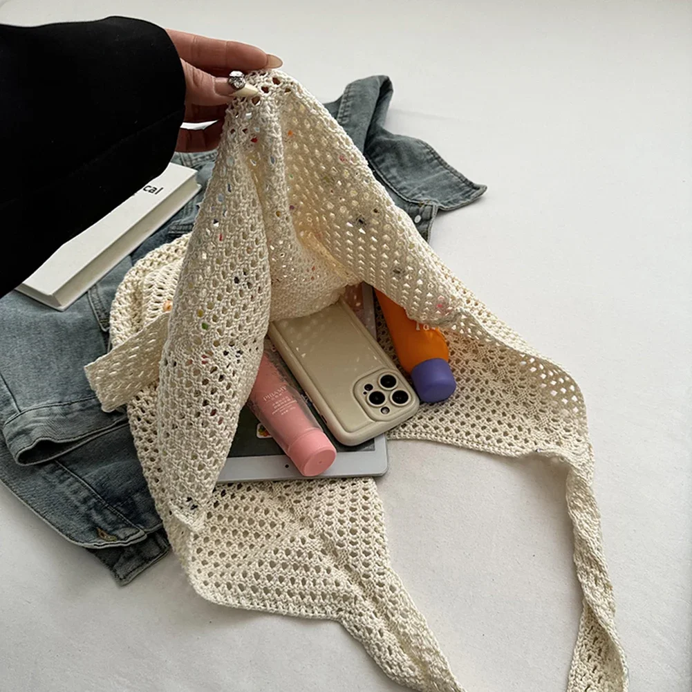 Bolso de ganchillo bohemio para mujer con cuentas de colores, bolso de punto estético, bolso de mano tejido de gran capacidad, bolso de mano diario para mujer - imagen 5