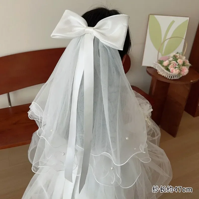 Voile à nœud de princesse coréenne, épingle à cheveux pour enfants, accessoires de cheveux exquis et mignons faits à la main pour filles - imagen 2