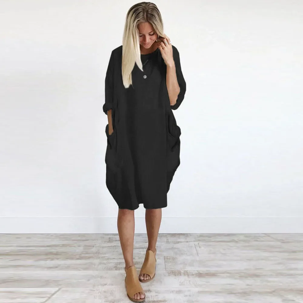Vestido de manga larga para maternidad – estilo otoño - imagen 2