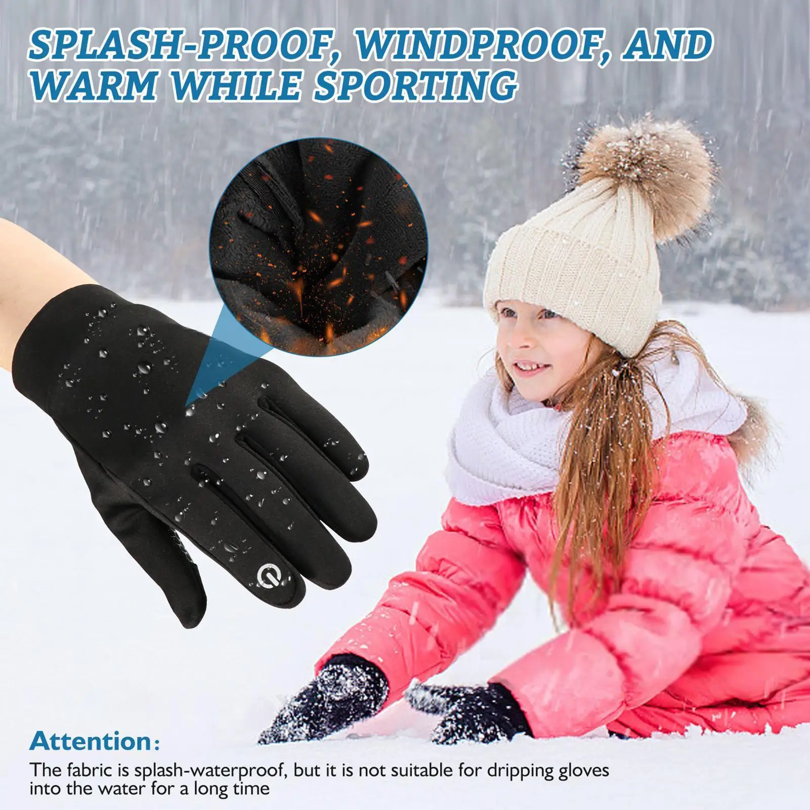 Nuevos guantes para niños, guantes térmicos impermeables para exteriores con dedos completos, guantes cálidos con pantalla táctil, manoplas de nieve de invierno para niños