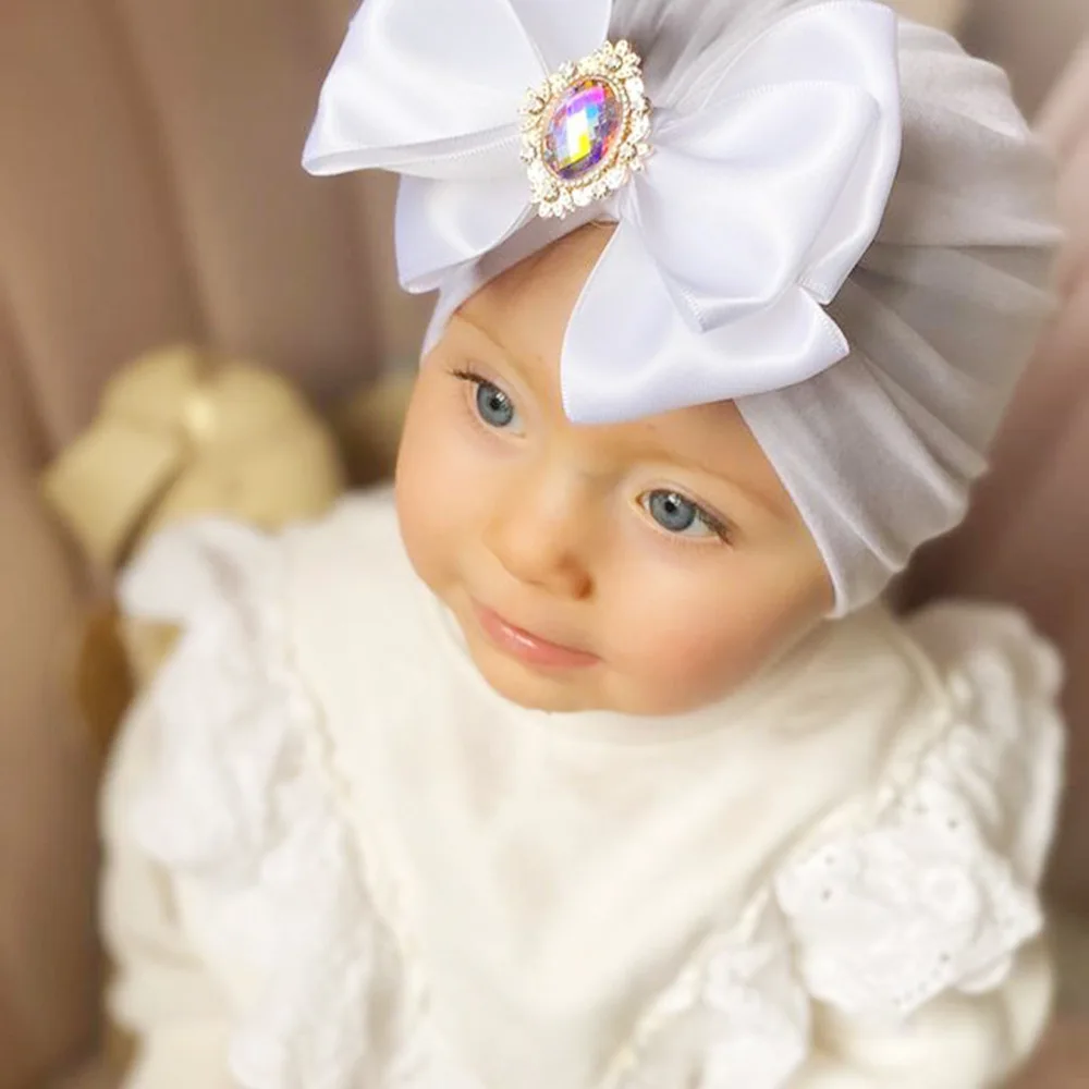 Turbante con lazo para niña – Brillantes y suave para recién nacidas - imagen 5