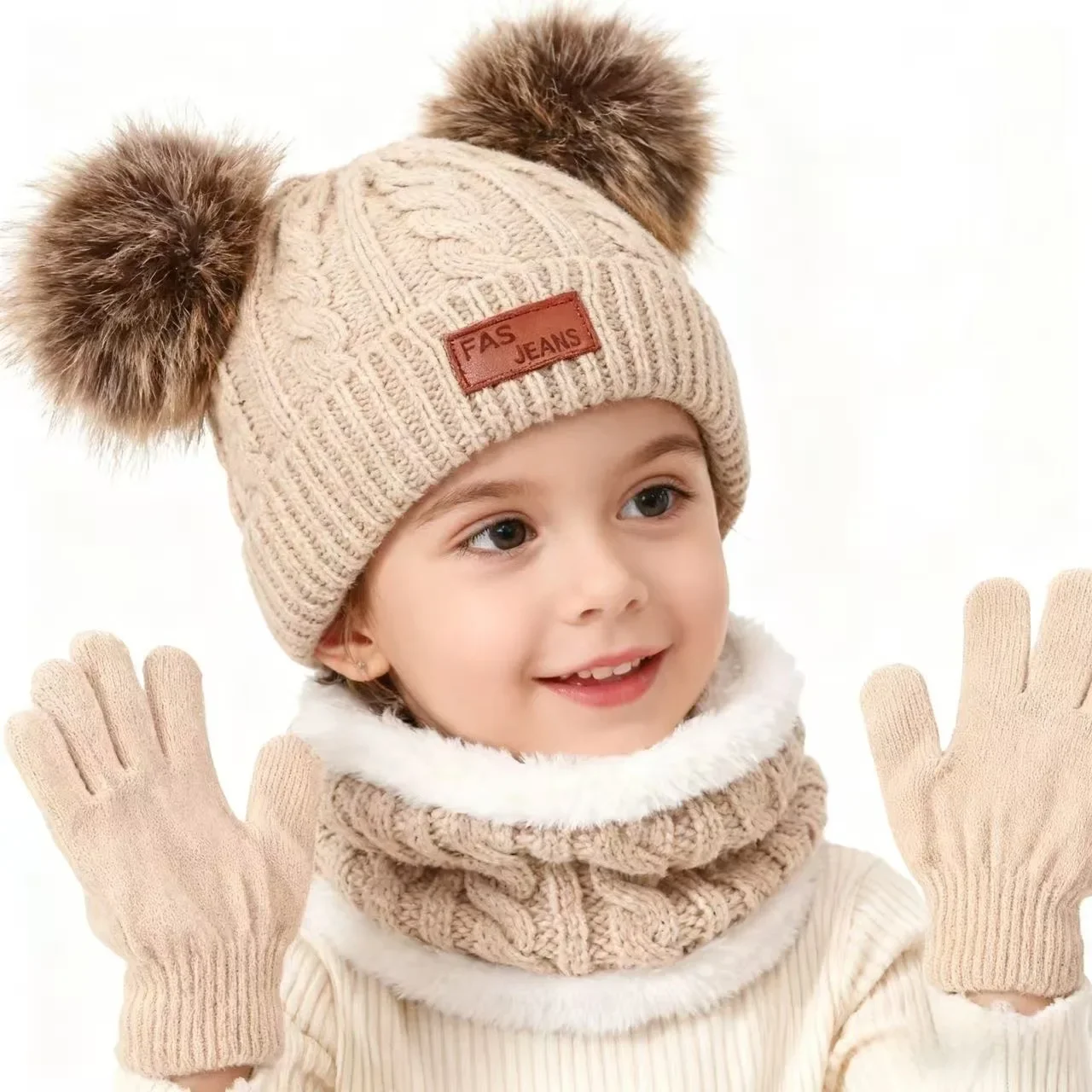 MILANCEL Conjunto de invierno para bebé con gorro, bufanda y guantes - imagen 3