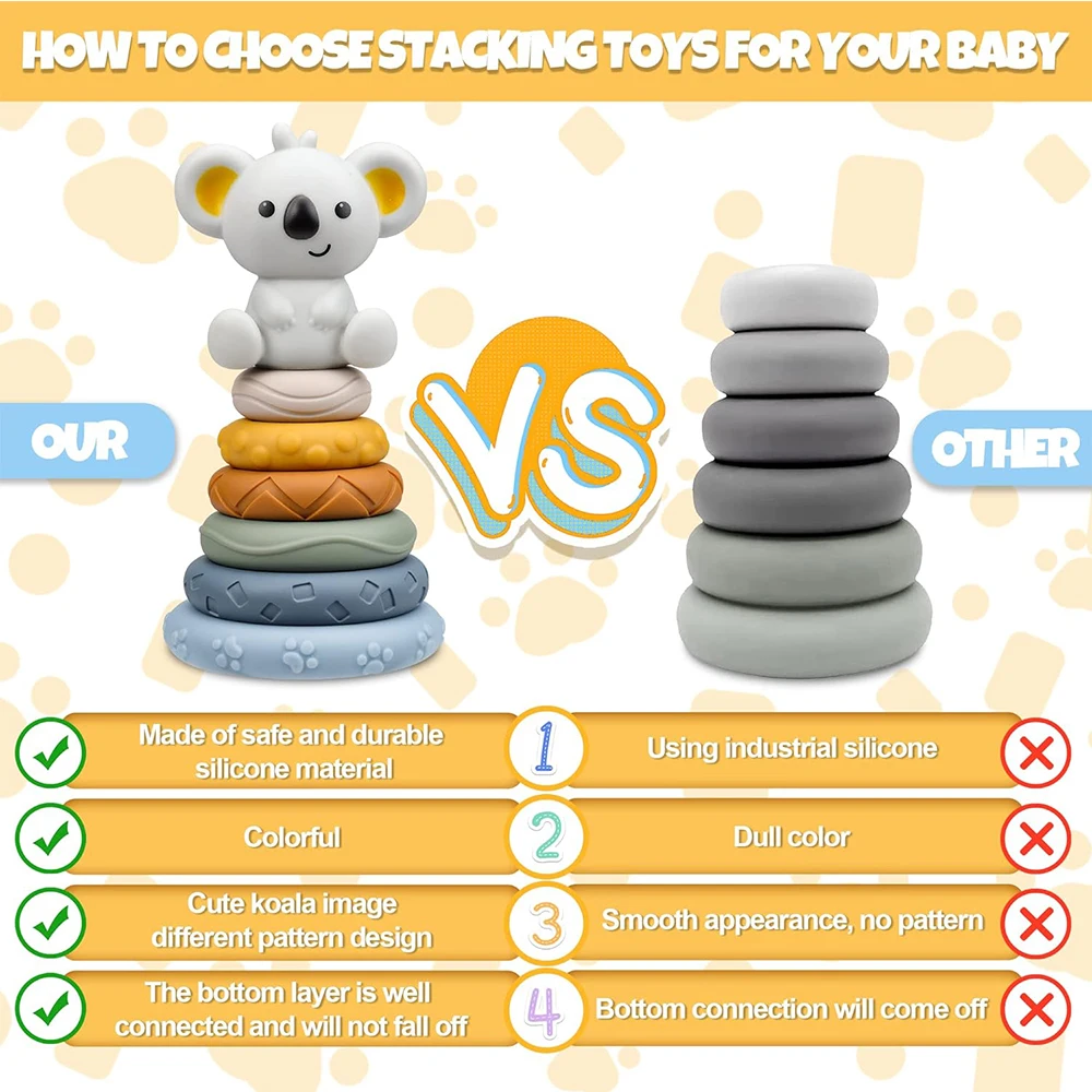 Torre apilable Montessori Koala – Juguete de motricidad fina - imagen 4