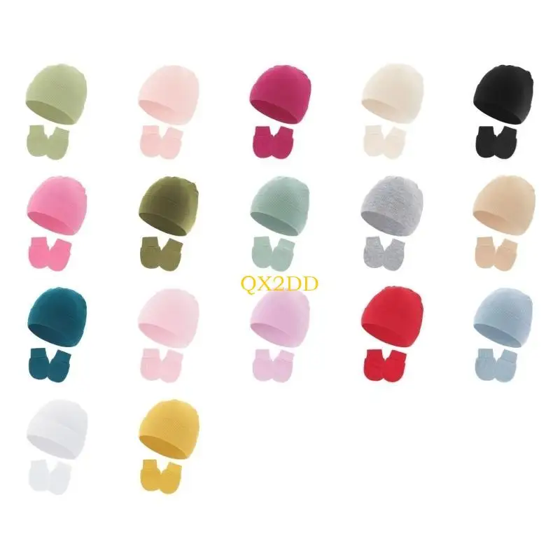Gorro y guantes de algodón para bebé – Conjunto invierno