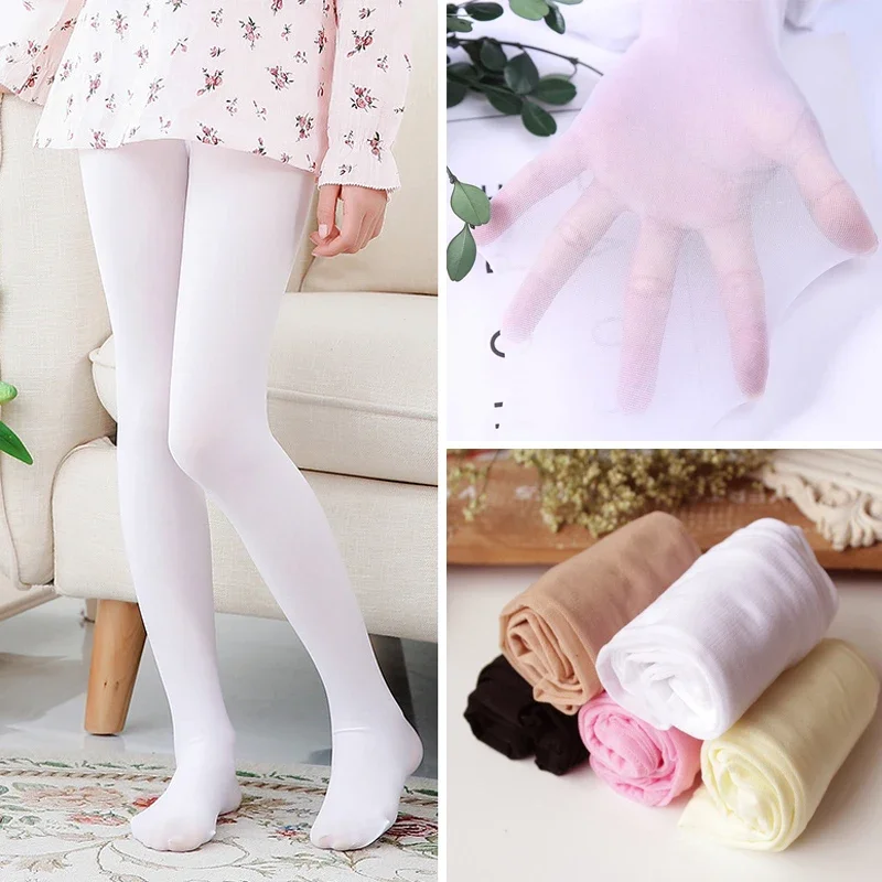 Pantimedias finas de verano para niñas, medias de Ballet de la serie de piel blanca a la moda para niñas, mallas suaves y finas y transpirables