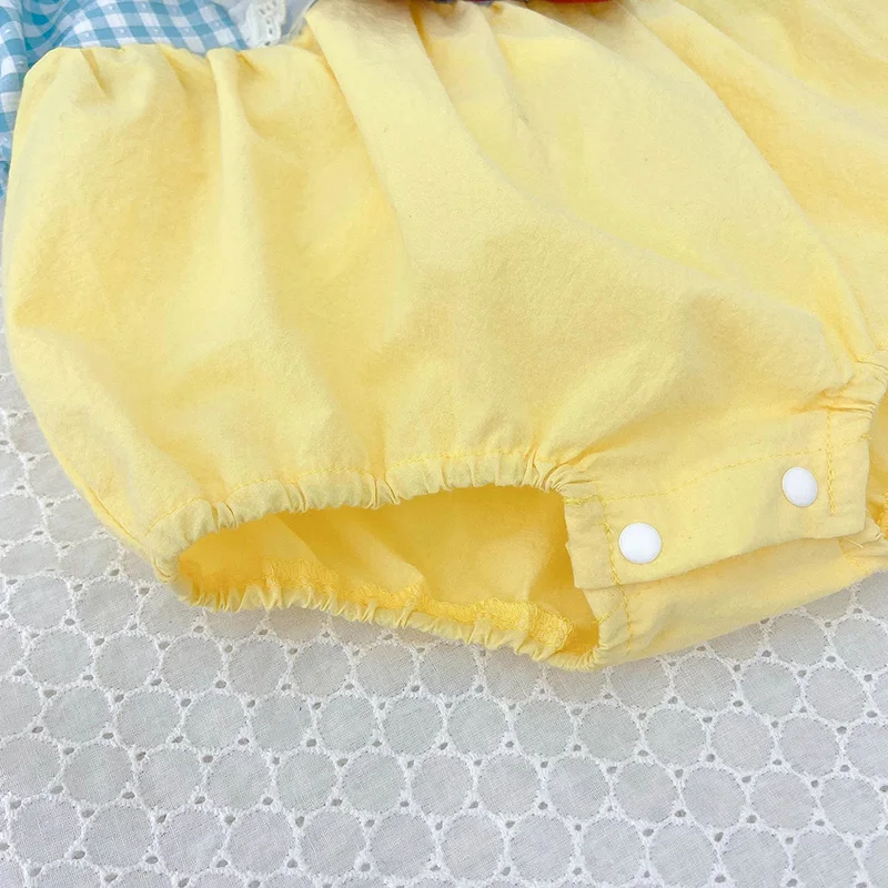 Pelele de princesa de verano para niñas, mono bonito para bebé con diadema con lazos, ropa para recién nacidos, mono coreano de una pieza, disfraz infantil 2024 - imagen 5