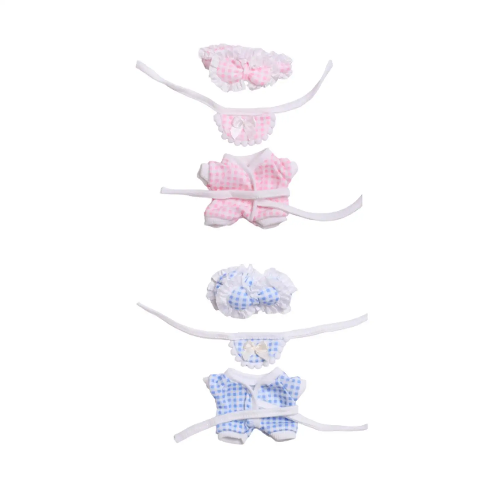 3 Pieces Fashion Dolls Pajamas and Bib Headband Accessory Miniature Clothes for 17cm Dolls Girl Dolls Dress up Children's Gifts