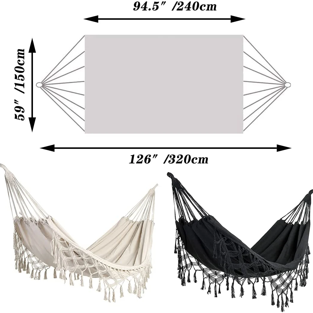 Hamaca bebé de algodón orgánico con flecos de macramé - imagen 4