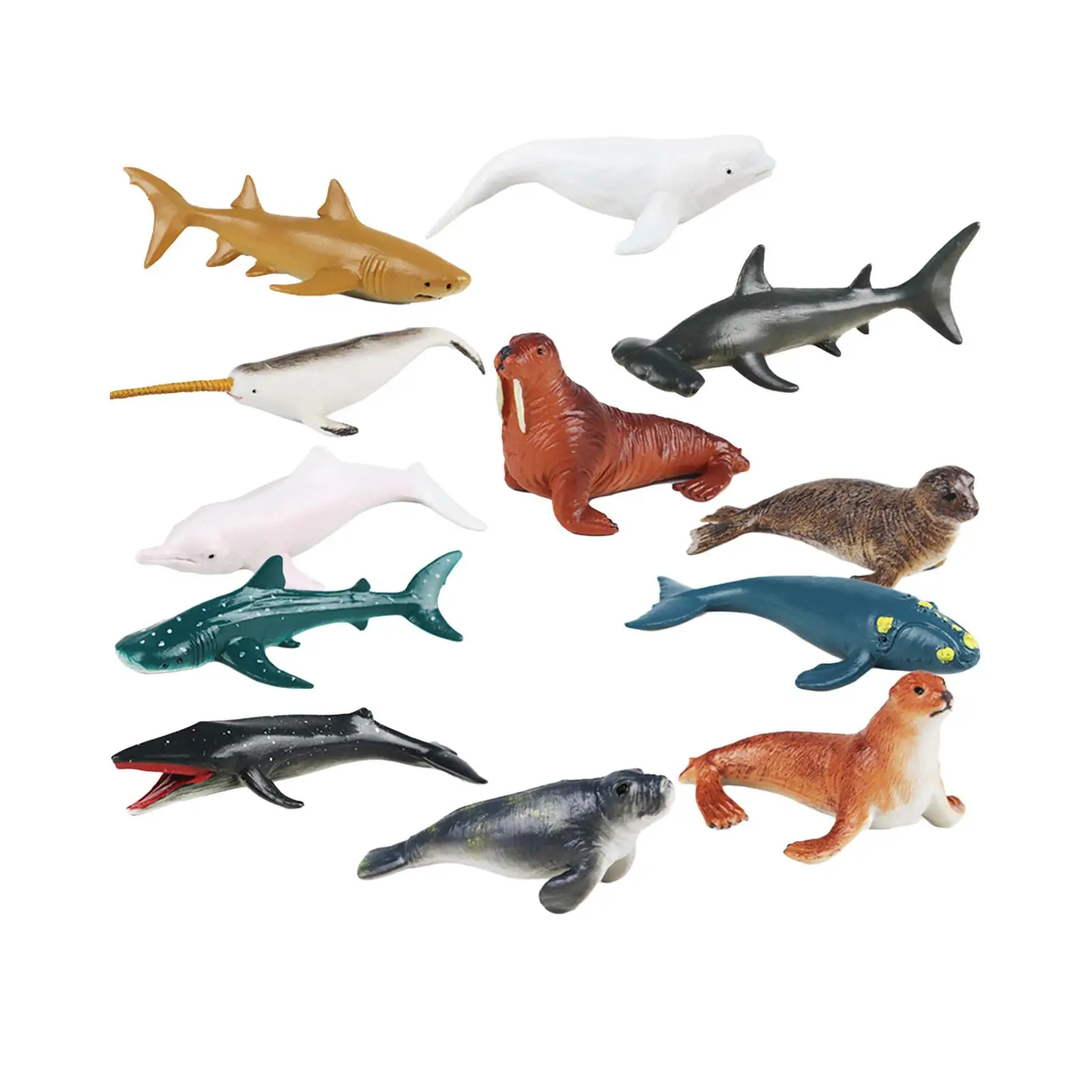 12Pcs Marine Animal Toys Wildlife Animals Figurine Realistic Valentines Day Gifts for Party Favors Birthday Kindergarten