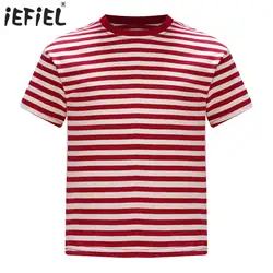 Camiseta a rayas para niños y niñas, Tops informales de manga corta con cuello redondo, jersey de ajuste Regular, ropa de calle informal de verano