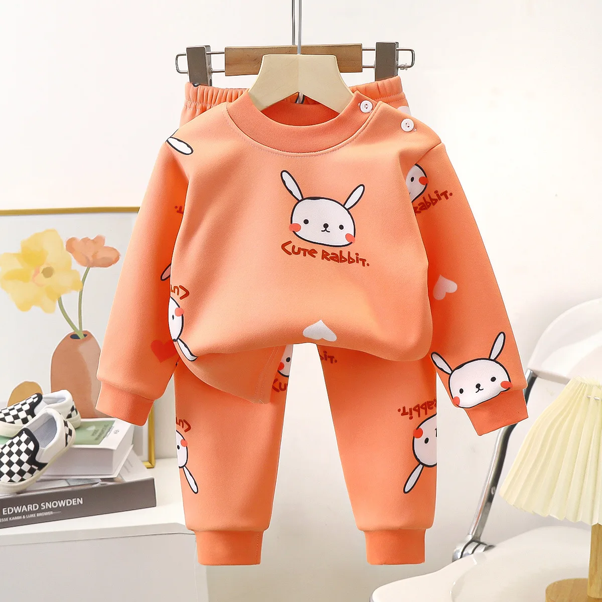 Conjunto de ropa de otoño para niños, pijamas para bebés, ropa para bebés, niños y niñas, ropa gruesa de Cachemira para el hogar para otoño e invierno - imagen 5