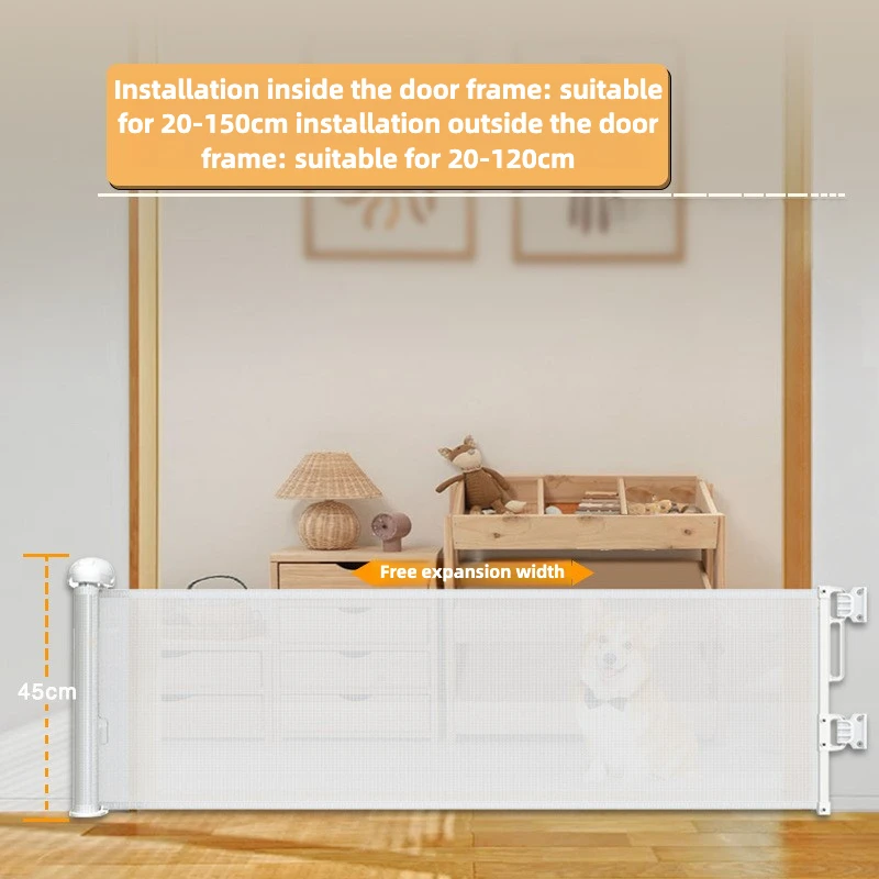Puerta retráctil para mascotas de 45 cm de alto: valla de seguridad sin perforación con diseño anti-digging, recinto de barrera para perros de fácil instalación - imagen 5