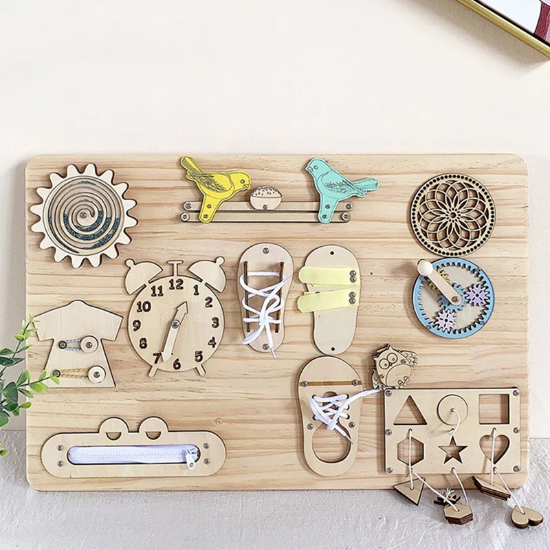 Accesorios de tablero de madera ocupado para bebé, juguete Montessori DIY, juguete de madera de Aprendizaje Temprano, elementos de madera, piezas para niños, juguete de habilidad educativa - imagen 5