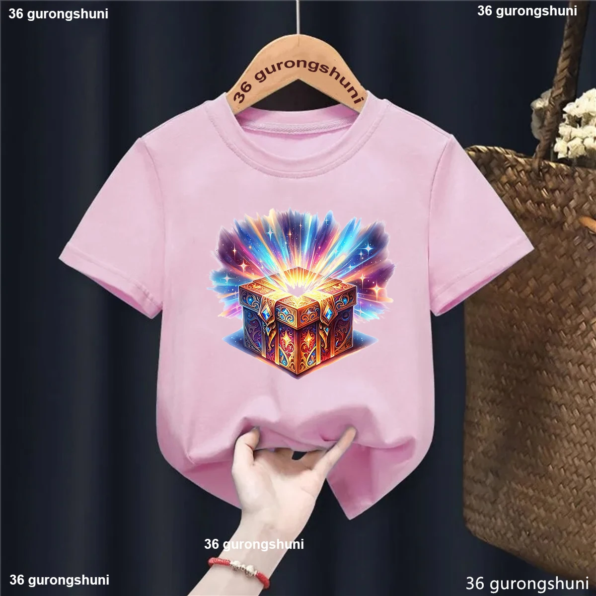 Camiseta infantil de algodón con estampado arcoíris acuarela - imagen 4