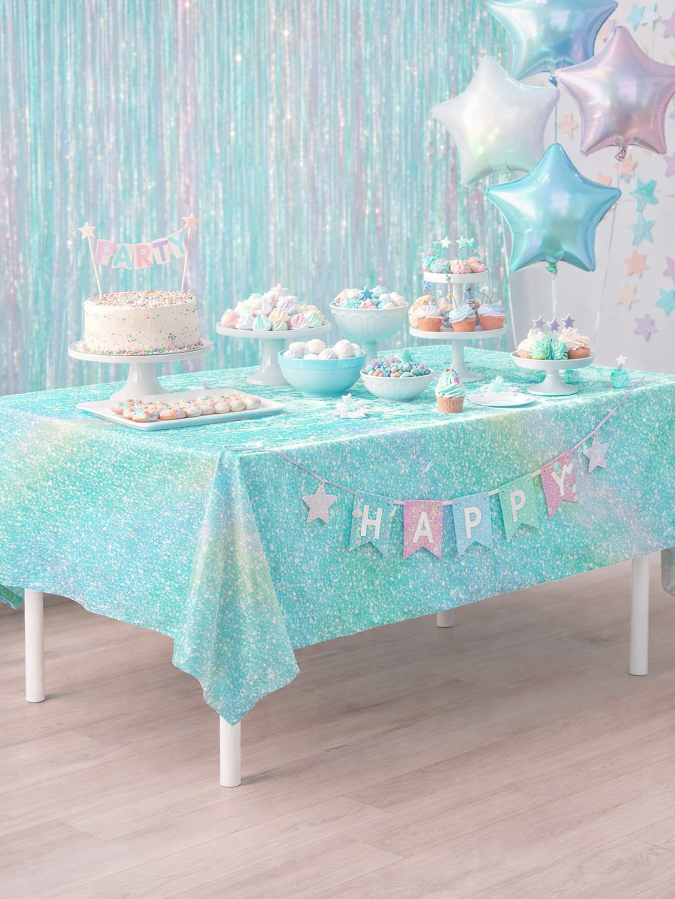 Mantel holográfico láser para mesa de fiesta infantil - imagen 5
