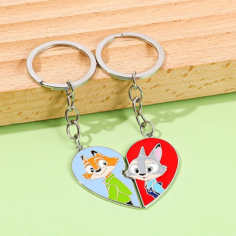 Llaveros Zootopia 2 Judy Nick Love para pareja, llavero bonito de dibujos animados de Anime de Disney, llavero de moda para hombres y mujeres, regalos ornamentales - imagen 2