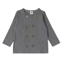 Camiseta manga larga acanalada con botones dorados para niño y niña – Invierno
