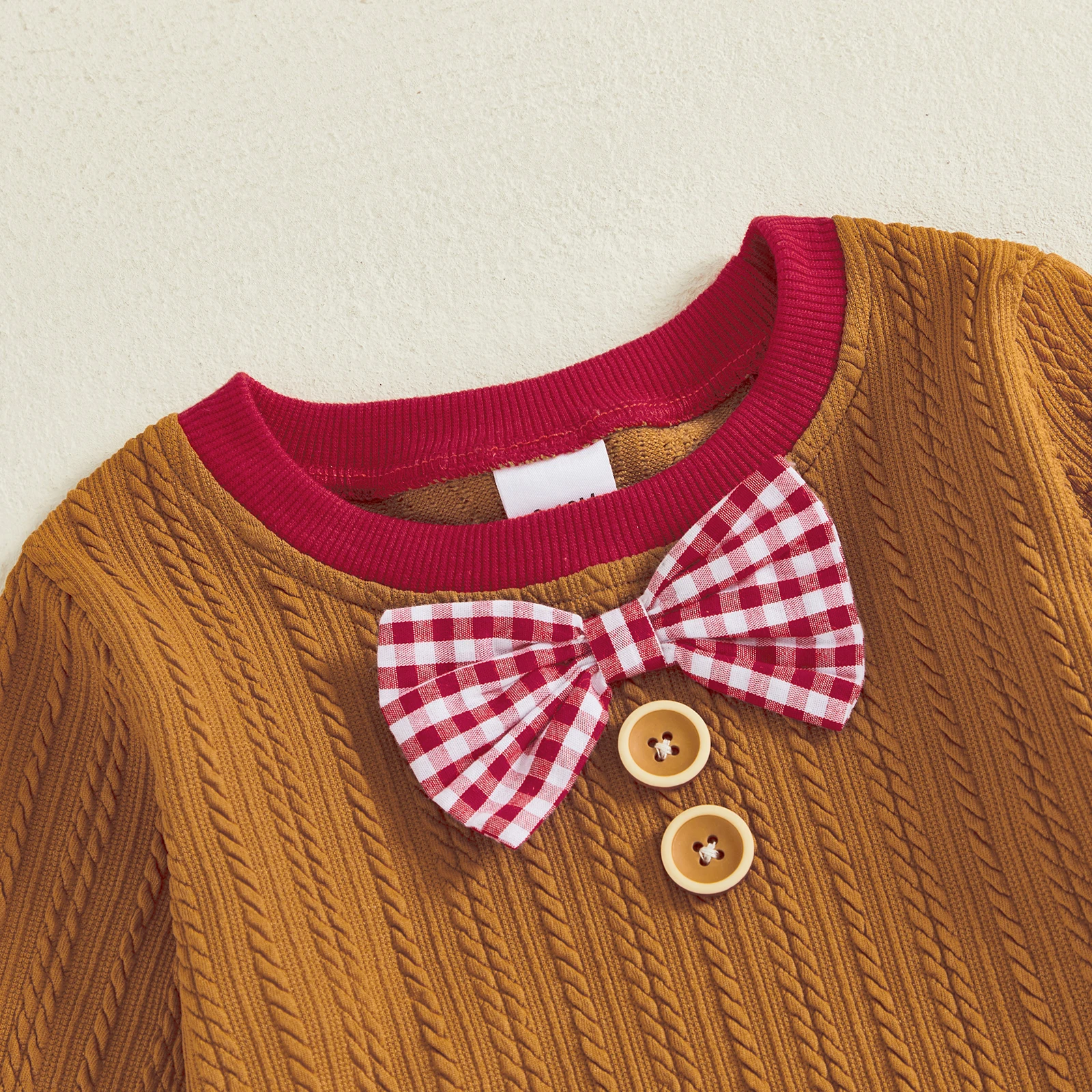 Conjunto de 2 piezas de trajes navideños para bebé, jersey de manga larga con cuello redondo y pantalones de cintura elástica - imagen 3