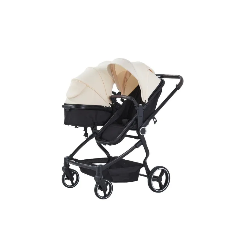 Cochecito gemelar plegable – Asientos elevados para bebés - imagen 4