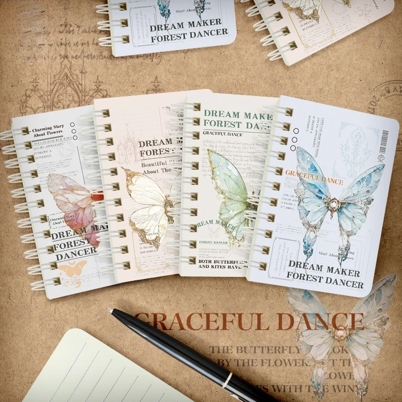 Libro de bobina A7 de dibujos animados, 60 hojas, papelería de aprendizaje, bonito libro pequeño de hojas sueltas, Bloc de notas de bolsillo portátil para estudiantes, regreso a la escuela - imagen 3