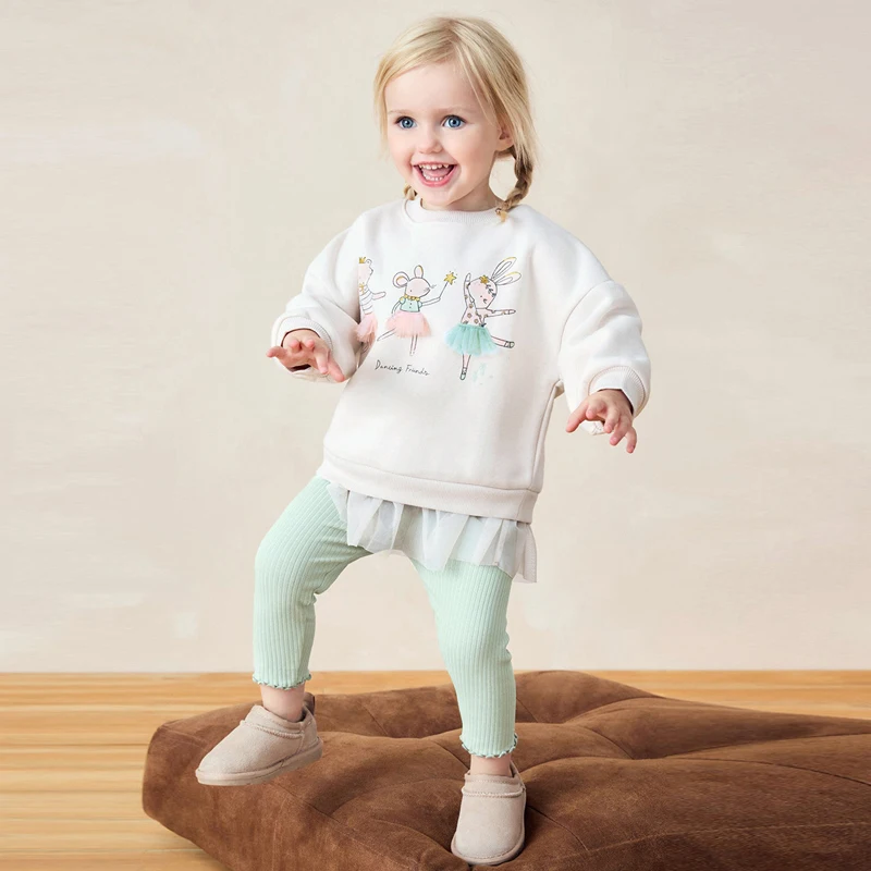 Conjunto de ropa para niñas, sudadera rosa de manga larga y Legging verde, conjunto bonito de otoño para niños de 2 a 7 años, 2 uds.