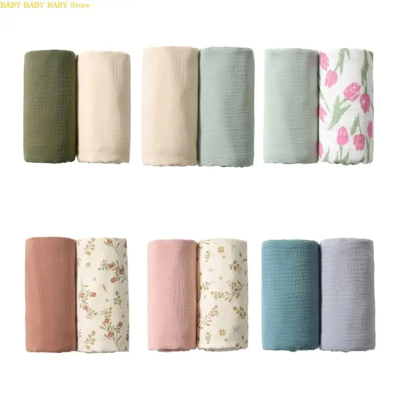 Q81A 2pcs Toallas baño bebé transpirables Mantas algodón