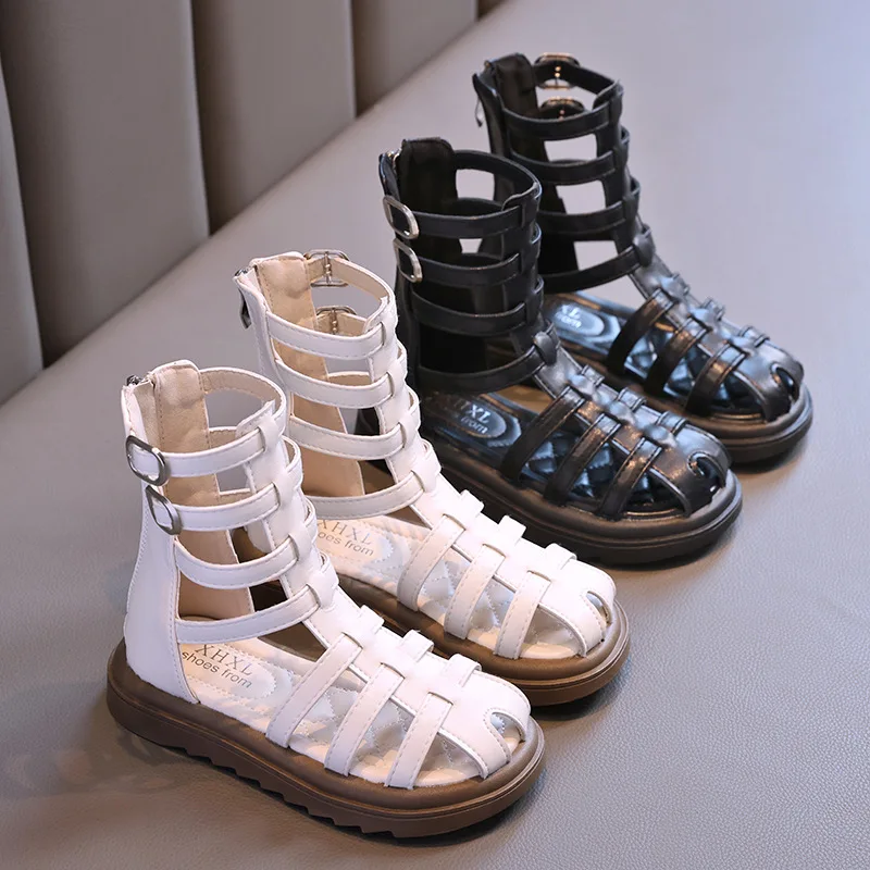 Sandalias planas infantiles con tiras estilo romano para niñas - imagen 4