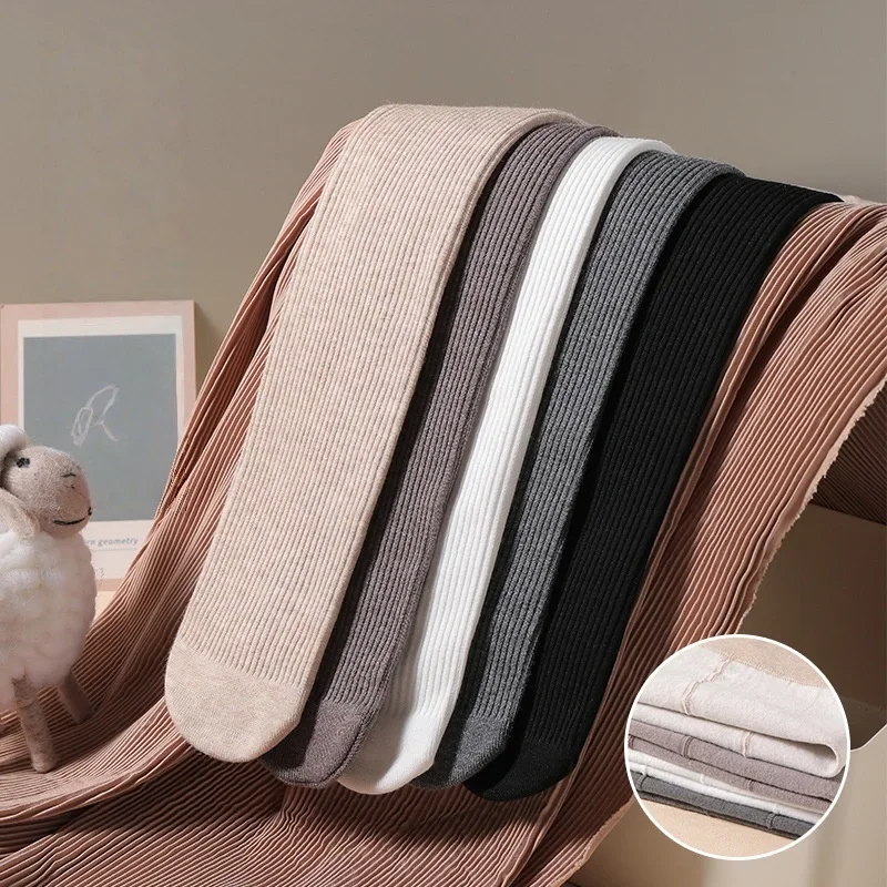 Ropa de Año Nuevo para niños, medias forradas de lana para niñas, mallas elásticas gruesas, pantimedias cálidas a rayas verticales para niñas 2026 - imagen 3