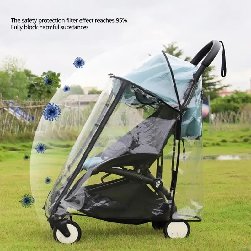 D7YD cochecitos bebé transparentes cubierta impermeable a prueba clima y funda protectora portátil protección completa - imagen 3