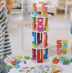 Juguete apilable de torre de números Montessori para niños pequeños, aprendizaje temprano de matemáticas, contar, equilibrio y coordinación mano-ojo